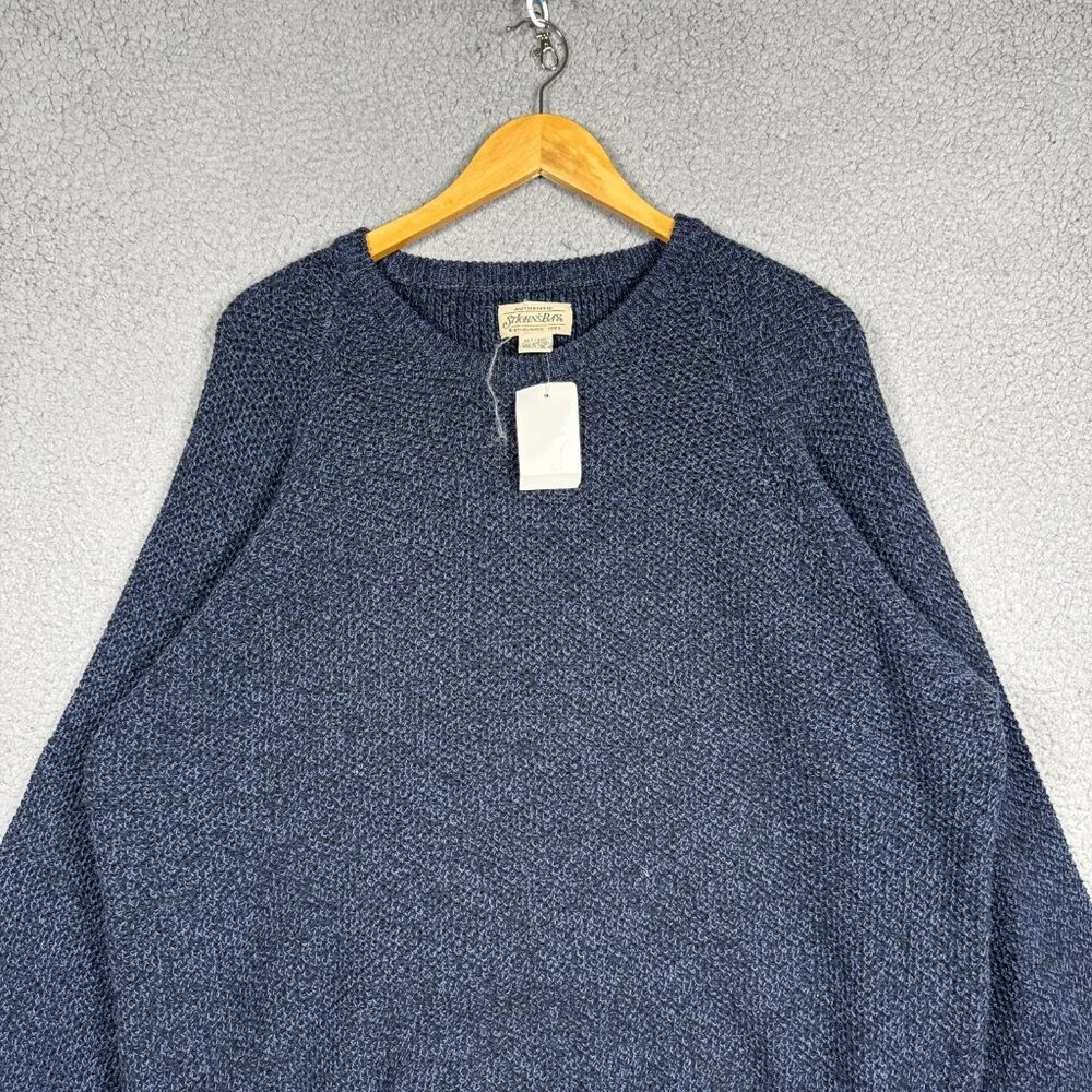 St Johns Bay Fisherman Sweater Mens Size‎ XLT Navy Cable Knit Raglan Ribbed VTG